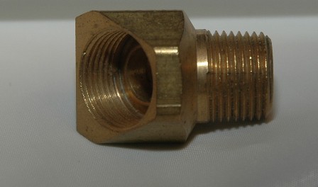 Female Inverted Flare Male NPT Connector, Elbow 45, Brass